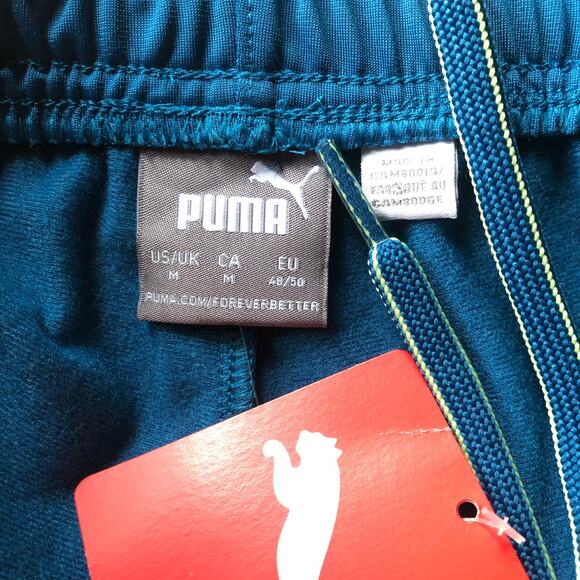 Puma Contrast Pants Mens‎ Sz M Digital Blue Sharp Green Track Athlleisure NEW - Picture 7 of 9